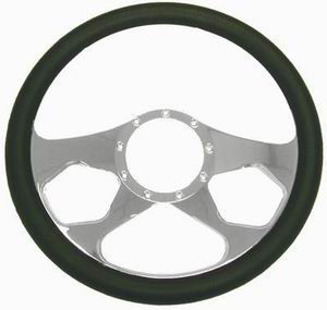 Billet Aluminum Steering Wheel Half Wrap Chrome 14" X 2" Dish Depth Photo Main
