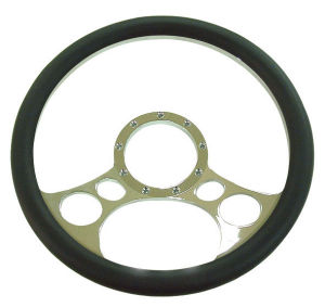 Billet Aluminum Steering Wheel Half Wrap Chrome 14" X 2" Dish Photo Main