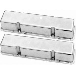 1958-86 SB Chevrolet Polished Aluminum Valve Covers - Tall, Plain w/ No Hole Photo Main