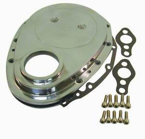 Chrome Aluminum SBC Timing Chain Cover With Hardware Photo Main