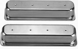 1987-97 SB Chevrolet Polished Aluminum Center Bolt Valve Covers - Tall, Plain w/ No Holes Photo Main