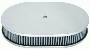 Chrome Aluminum 12" X 2" Oval Air Cleaner - Plain  - Washable Element   Photo Main
