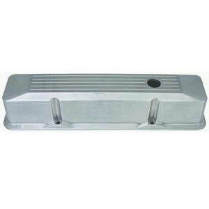 1958-86 SB Chevrolet Recessed Aluminum Polished Valve Covers - Tall, Ball-Milled w/ Holes   Photo Main