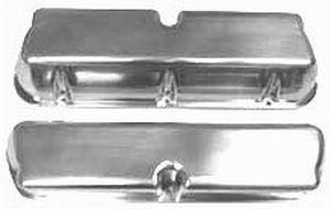 1962-85 SB Ford Polished Aluminum Valve Covers - Tall, Plain w/ No Holes Photo Main