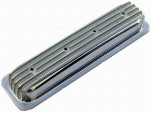 1987-97 SB Chevrolet Nostalgic Finned Polished Aluminum Center Bolt Valve Covers - Tall, w/ No Holes Photo Main