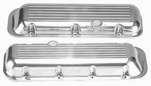 1965-95 BB Chevrolet Polished Aluminum Valve Covers - Short, Ball-Milled w/ Holes Photo Main