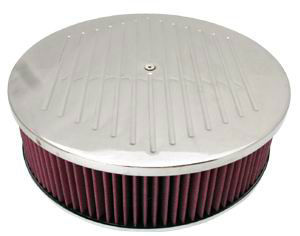 14X4 Air Cleaner Ballmilled Polished Aluminum W/ Dominator Base - Washable Element Photo Main