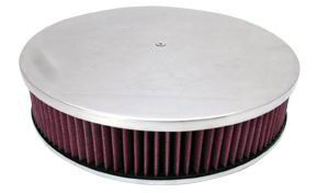 14X3 Air Cleaner Plain Polished Aluminum W/ Dominator Base - Washable Element Photo Main