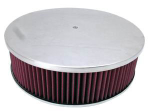 14X4 Air Cleaner Plain Polished Aluminum W/ Flat Base - Washable Element Photo Main