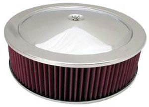  Chrome Muscle Car Style Air Cleaner W/ Recessed Base 14" X 4" - Washable Element Photo Main