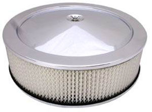  Chrome Muscle Car Style Air Cleaner W/ Off-Set Base 14" X 4" - Paper Element Photo Main