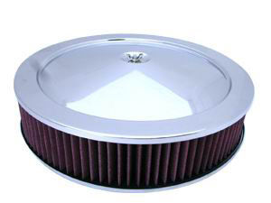  Stainless Muscle Car Style Air Cleaner W/ Hi-Lip Base 14" X 3" - Washable Element Photo Main
