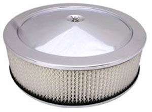  Stainless Muscle Car Style Air Cleaner W/ Dominator Base 14" X 4" - Paper Element Photo Main