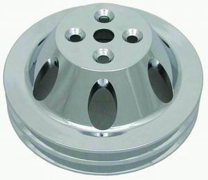 Polished Aluminum BBC Double Groove Water Pump Pulley (SWP) Photo Main