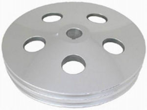 Satin Aluminum Double Groove GM Power Steering Pulley    Photo Main