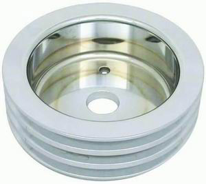 Polished Aluminum BBC Triple Groove Crankshaft  Pulley (SWP) Photo Main