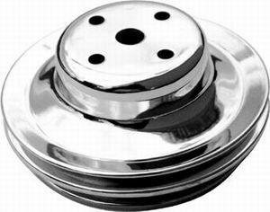 Chrome Steel Double Groove Water Pump Pulley BB Chevrolet (LWP) Photo Main