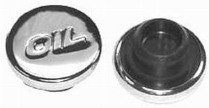 Push-In Oil Cap With "Oil" Logo - Chrome Top & Rubber Base. Photo Main