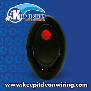 Oval LED Rocker Switch - Red 20a/12vdc Photo Main
