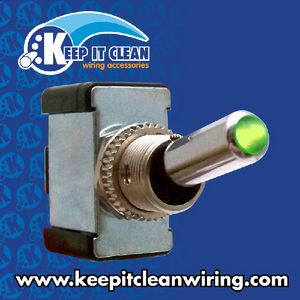 All Metal Toggle Switch With LED - Green 20a/12v Photo Main