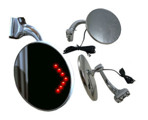 4” Peep Mirror with Red LED Turn Signal Arrow Photo Main