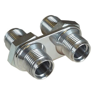 Streamline Polished Aluminum 2-Way Bulkhead Plate for Heater 10-10 Male O-Ring Photo Main
