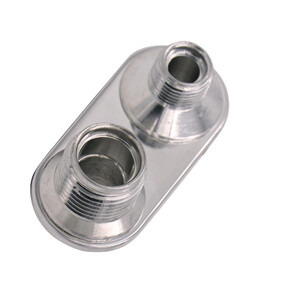 Streamline Polished Aluminum 2-Way Bulkhead Plate for AC 6-10 Male O-Ring Photo Main