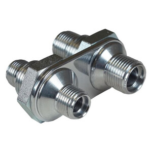 Streamline Polished Aluminum 2-Way Bulkhead Plate for AC 6-8 Male O-Ring Photo Main