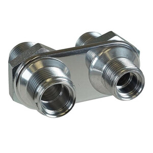 Streamline Polished Aluminum 2-Way Bulkhead Plate for AC 8-10 Male O-Ring Photo Main