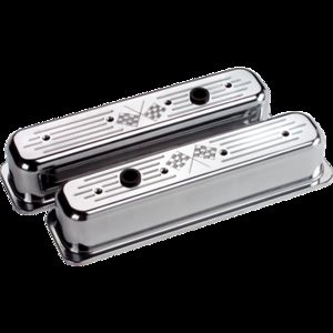 Billet Centerbolt Valve Cover Chevrolet SB (Tall) Flag Polished Photo Main