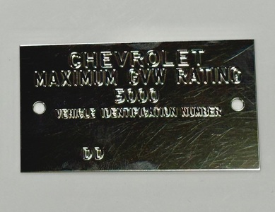 1967-69 Chevrolet Truck/Blazer Blank Vin Tag Photo Main