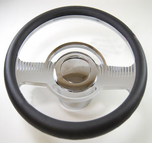 Billet Aluminum Steer Wheel Half Wrap Chrome With Adapter Kit 14" X 2" Dish Depth Photo Main