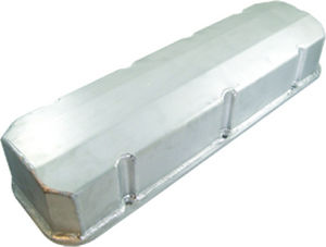 1965-95 BB Chevrolet Fabricated Polished Aluminum Flat Top Valve Covers - Tall, w/ No Holes Photo Main