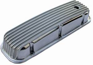 1965-95 BB Chevrolet Nostalgic Top Finned Polished Aluminum Valve Covers - Tall, w/ Holes Photo Main