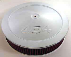 14X3" Chrome "Muscle Car" Style Air Cleaner Set W/ 454 Logo . Photo Main