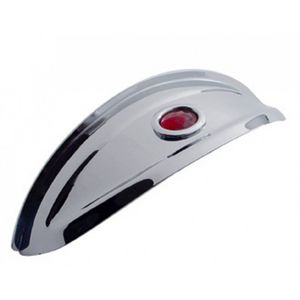7-1/2" CHROME HEADLIGHT VISOR WITH GLASS RED DOT Photo Main