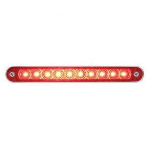 10 RED LED 6-1/2" LIGHT BAR, WITH CHROME PLASTIC BEZEL - CLEAR LENS Photo Main