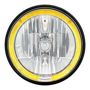 7" Crystal Headlight w/ Amber LED Halo Ring  Photo Main