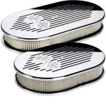 Small Oval Air Cleaner Cross Flags w/ Ball Milled Polished