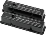 Black Chevrolet Script Valve Covers SBC Tall 