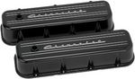 Black Chevrolet Script Valve Covers BBC Tall 