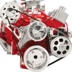 Billet Serpentine Conversion Kit SB Chevrolet LWP Top Mount Alternator & Power Steering (Press-on Shaft)