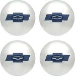 1954-55 1st Series Chevrolet Truck Hub Caps, Polished Stainless Steel, Blue Painted Details (1/2 ton) Set of 4.