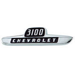 1955 1st Series Chevrolet Truck Hood Side Emblems "3100 Chevrolet" with fasteners