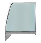 1955-59 CHEVROLET / GMC TRUCK DOOR WINDOW WITH CHROME FRAME, L/H  GREEN TINTED GLASS