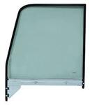 1955-59 CHEVROLET / GMC TRUCK DOOR WINDOW WITH BLACK FRAME, L/H GREEN TINTED GLASS