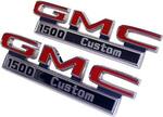 1971-72 GMC Truck "GMC 1500 Custom" Fender Side Emblems, (w/ fasteners)