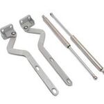 1981-87 Chevy Truck Aluminum Hood Hinges with Gas Struts, Raw Machined Finish