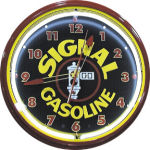 Signal Gasoline Neon Clock with White Neon