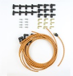 Plug Wire Kit 90D Plug, HEI/Points Ends, Cut to Fit Tan w Black & Red Tracers